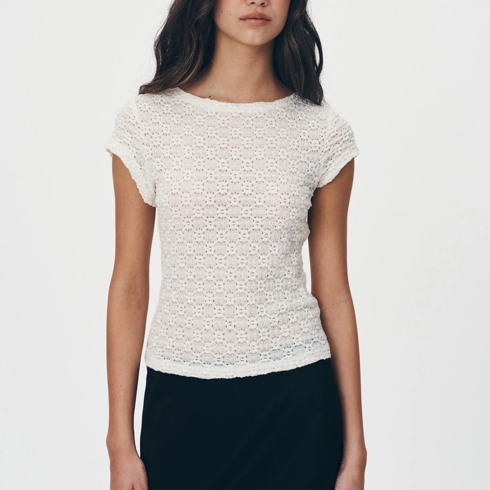 Rowie Galo Lace Tee - Creme